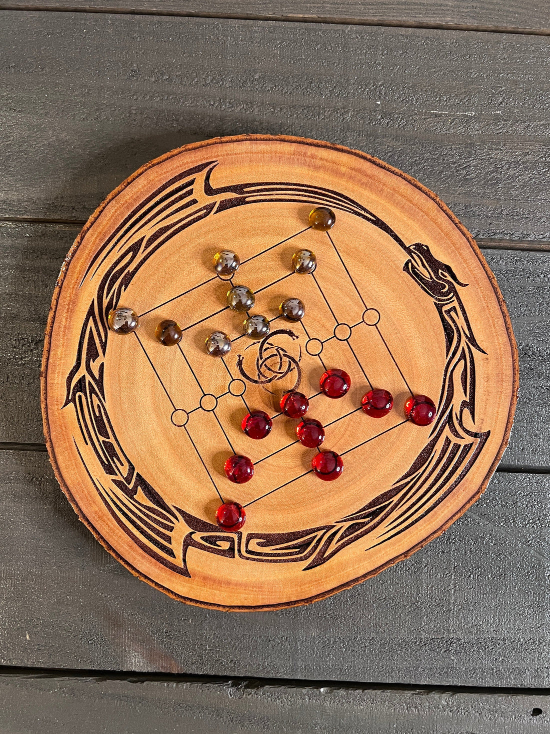 Handcrafted maple wood Nine Men's Morris board from Ancient Games