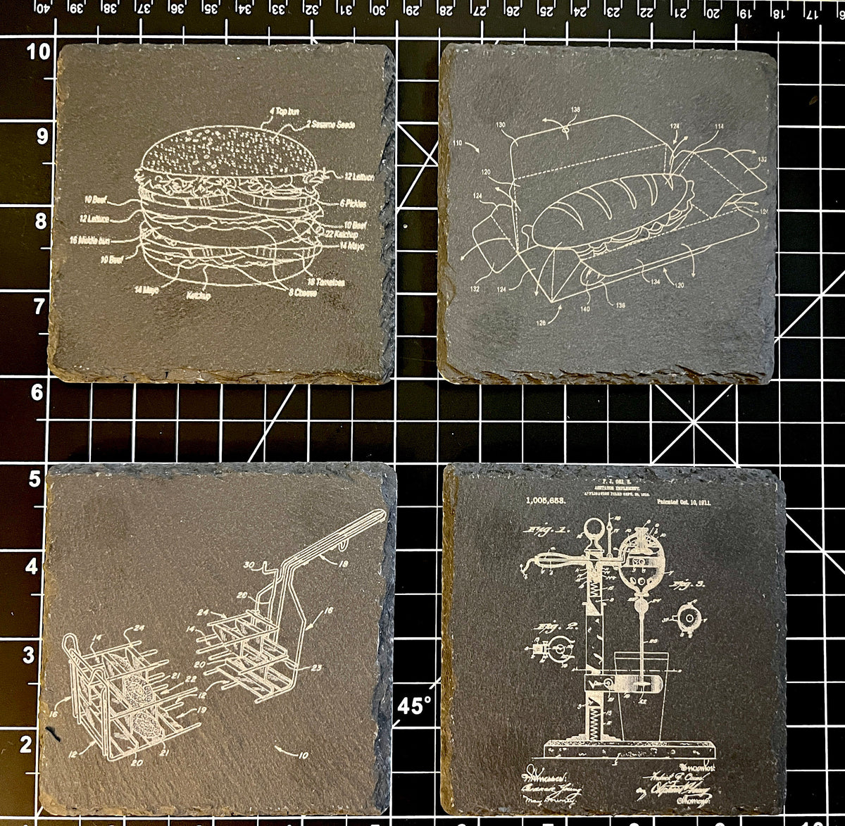 Fast Food Patent Slate Coasters