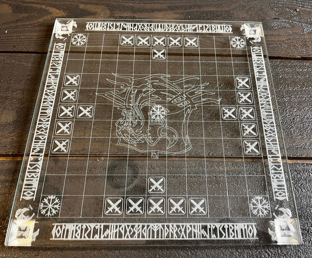 Glass Viking Chess (Hnefatafl) | Special Edition, Long Boat Token Holder