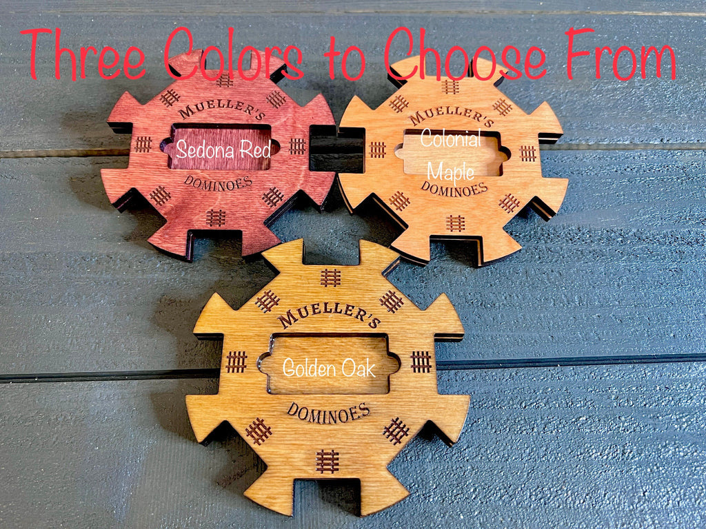 Mexican Train Custom Dominoes Hub | Trains | Custom Dominos Tray - 3 Colors to Choose From!