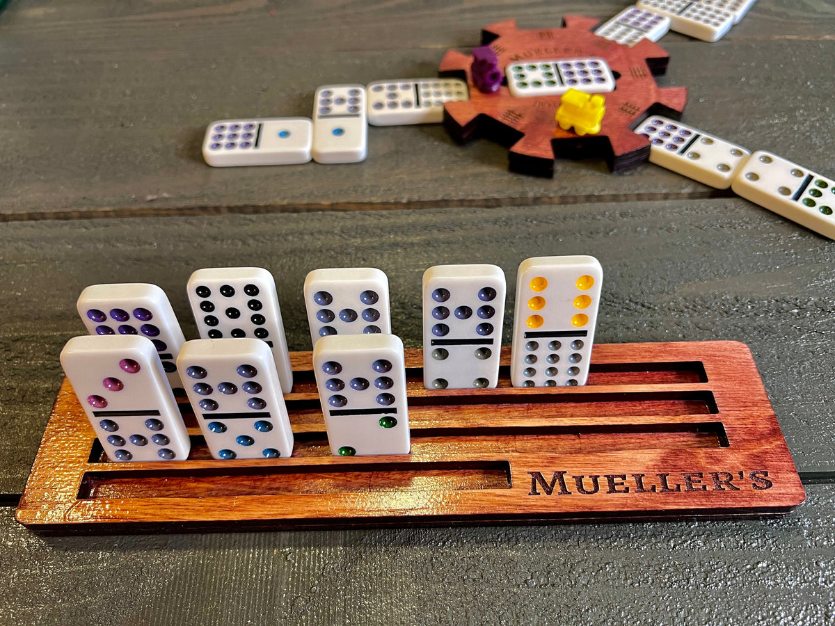 Mexican Train Custom Dominoes Hub | Trains | Custom Dominos Tray - 3 Colors to Choose From!