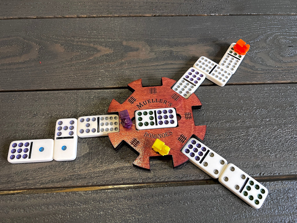 Mexican Train Custom Dominoes Hub | Trains | Custom Dominos Tray - 3 Colors to Choose From!