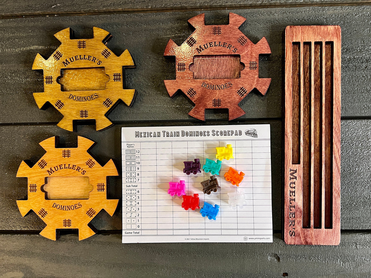 Mexican Train Custom Dominoes Hub | Trains | Custom Dominos Tray - 3 Colors to Choose From!