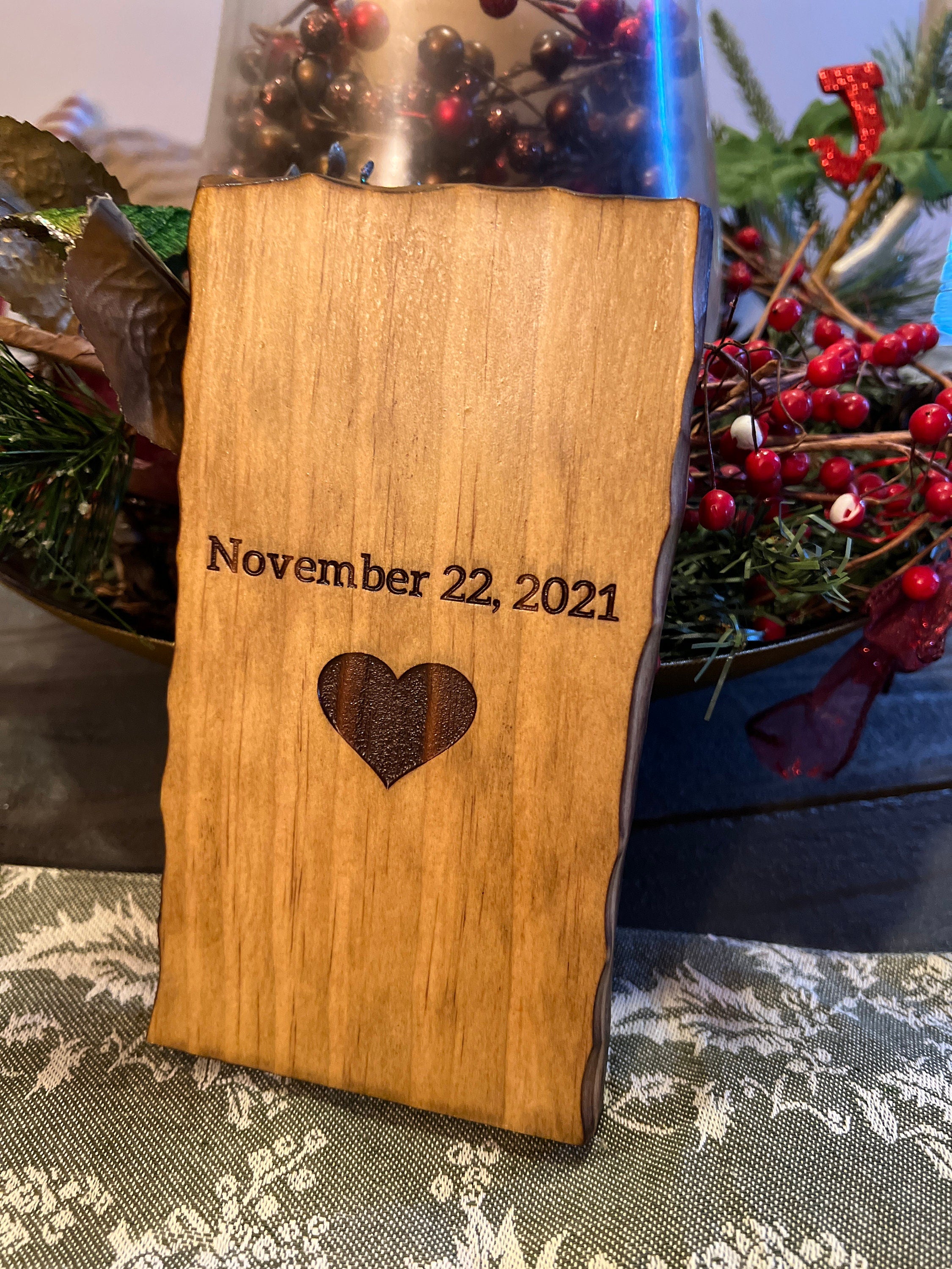 Personalized Tree Carving | Initials Anniversary Gift
