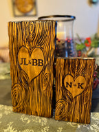 Personalized Tree Carving | Initials Anniversary Gift