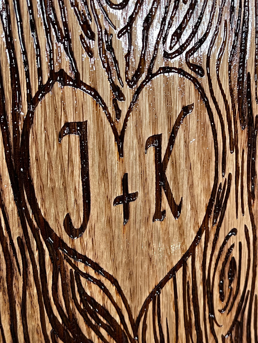 Personalized Tree Carving | Initials Anniversary Gift