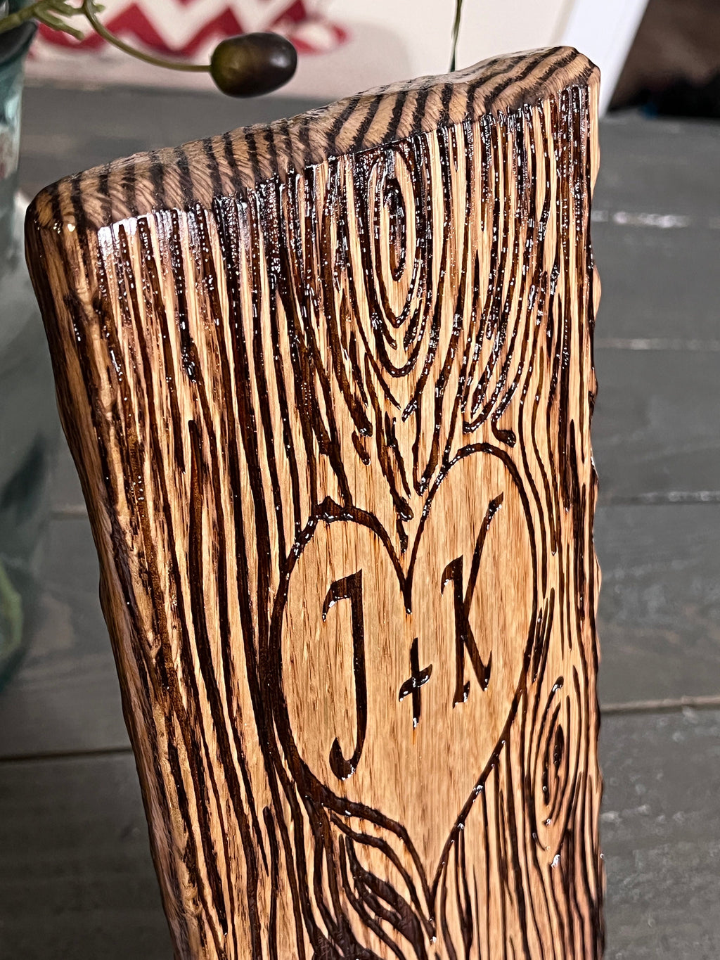 Personalized Tree Carving | Initials Anniversary Gift