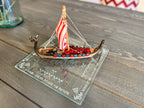 Glass Viking Chess (Hnefatafl) | Special Edition, Long Boat Token Holder