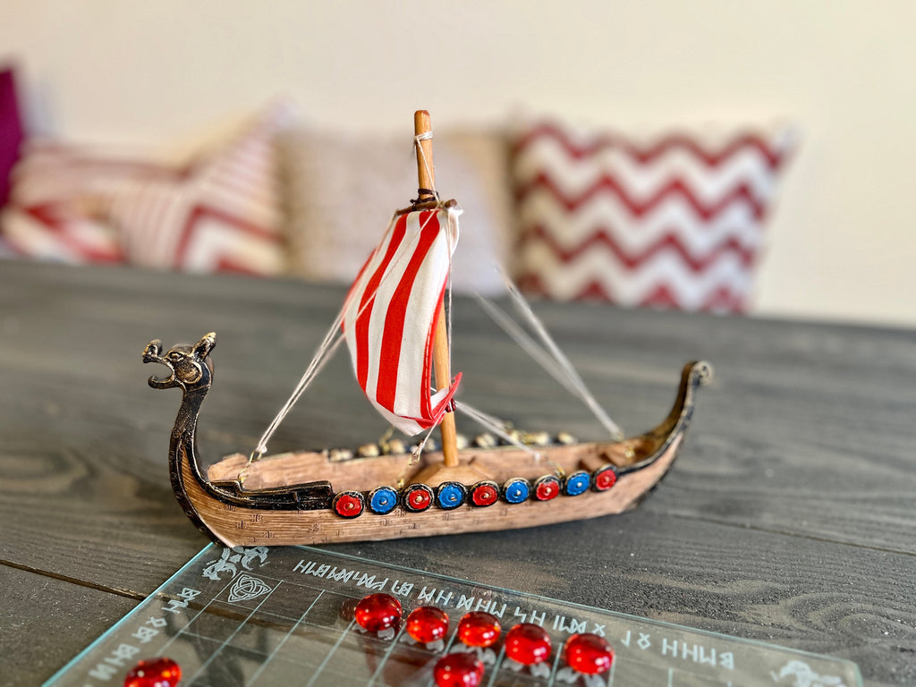 Glass Viking Chess (Hnefatafl) | Special Edition, Long Boat Token Holder
