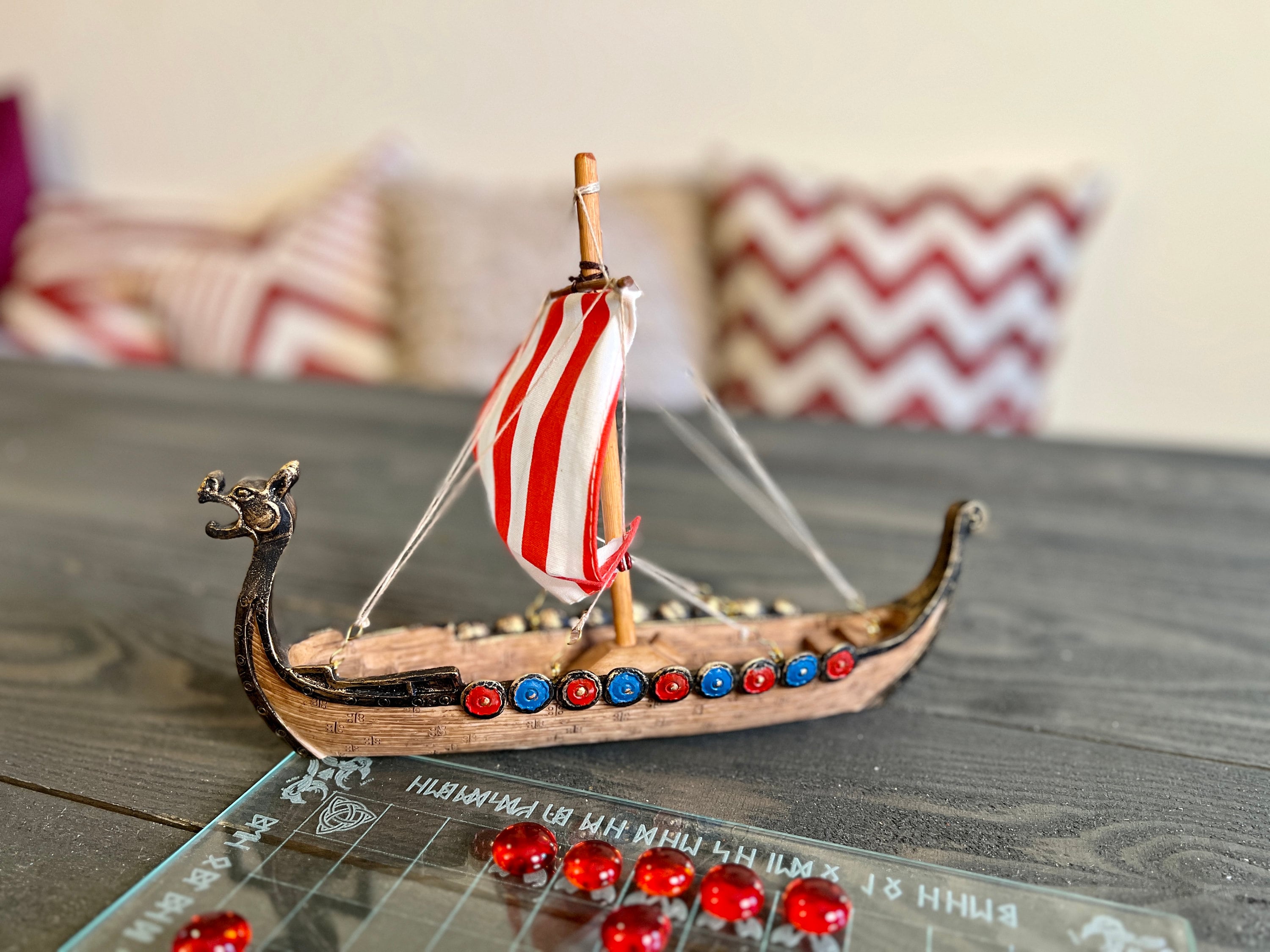 Glass Viking Chess (Hnefatafl) | Special Edition, Long Boat Token Holder