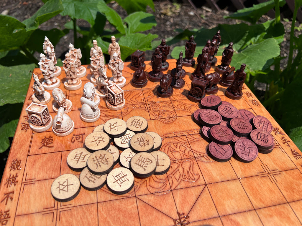 Handmade Wooden Chinese Chess Set aka Xiangqi | Personalized | Back is Engraved