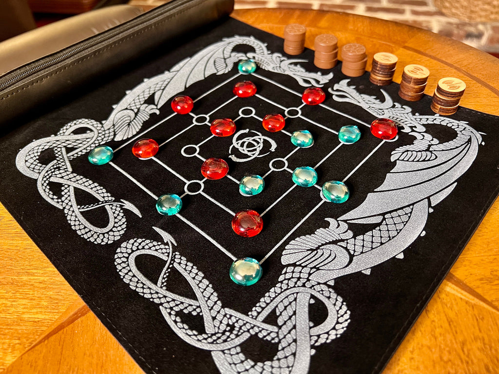 Nine Men's Morris Game: Portable Roll-Up Mat, Ancient Strategy