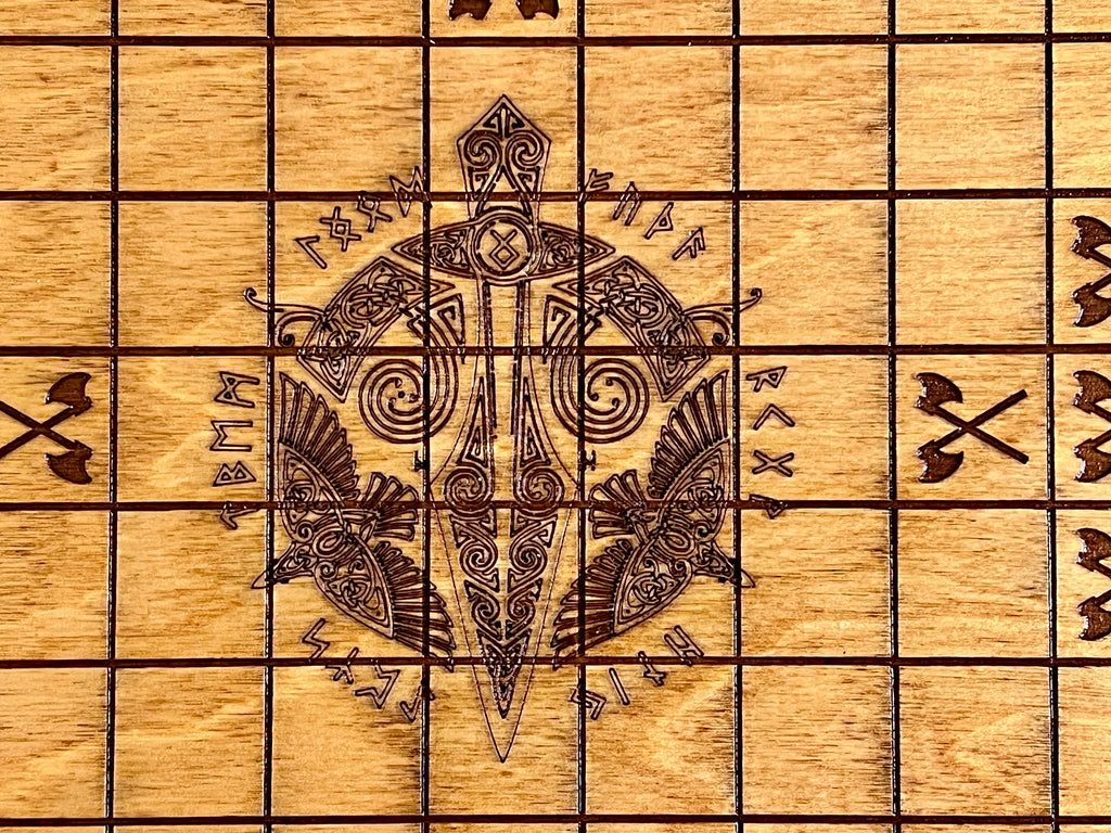 Personalized Viking Chess | Handcrafted Hnefatafl Game, Wood Tokens, 9x9 Variation