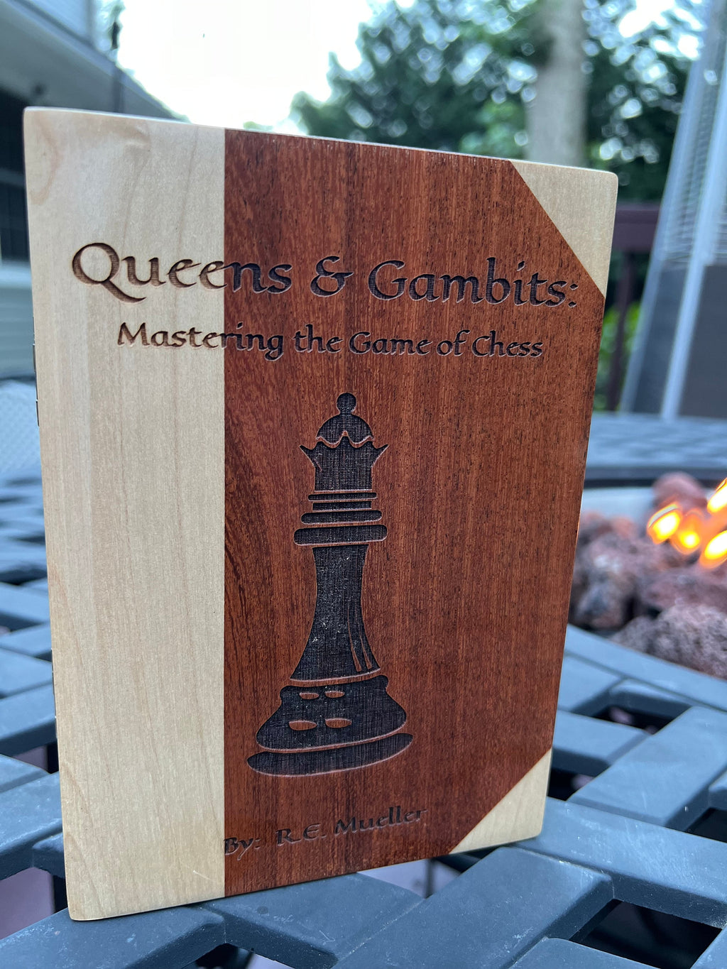 Custom Engraved Wood Chess Book - Unique Handcrafted Chess Set
