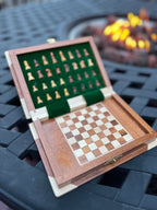Custom Engraved Wood Chess Book - Unique Handcrafted Chess Set