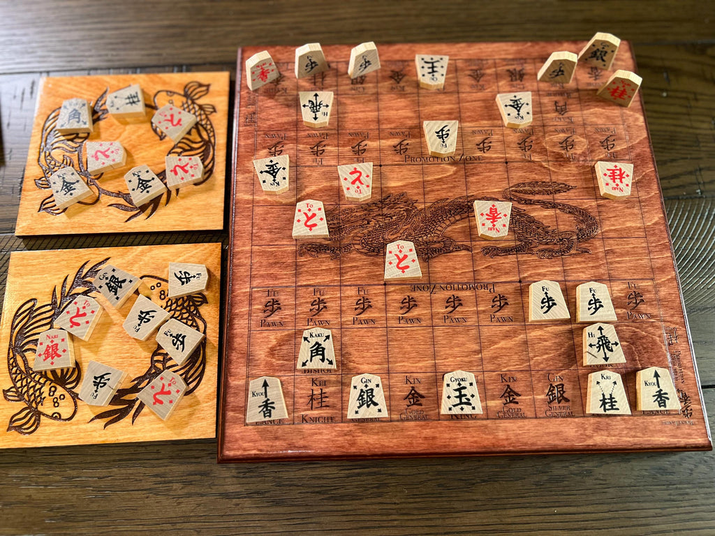 Handcrafted Shogi Set | Japanese Chess with Komadai