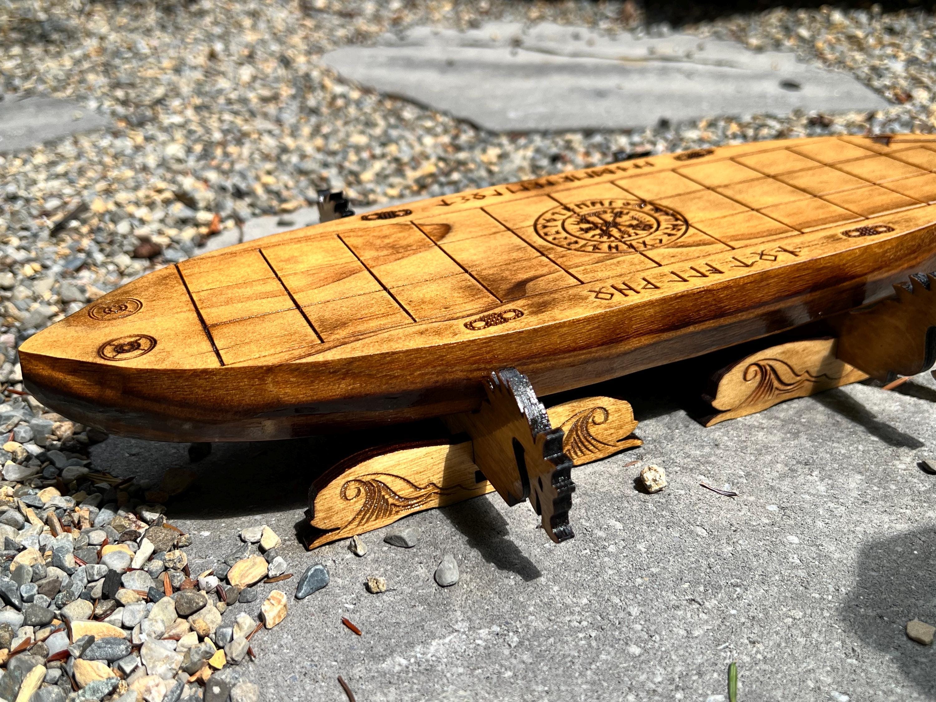 Viking Daldos Board Game: Solid Pine, Bone Dice, Runes