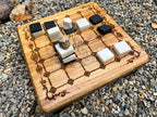 Handcrafted Tak Board Game: Pine Slate with Exotic Wood or Stone Marble Pieces