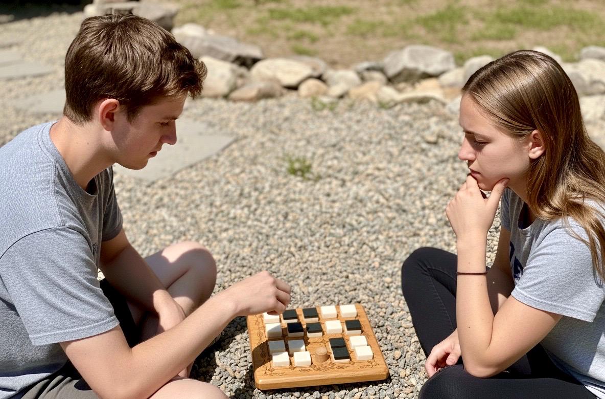 Handcrafted Tak Board Game: Pine Slate with Exotic Wood or Stone Marble Pieces