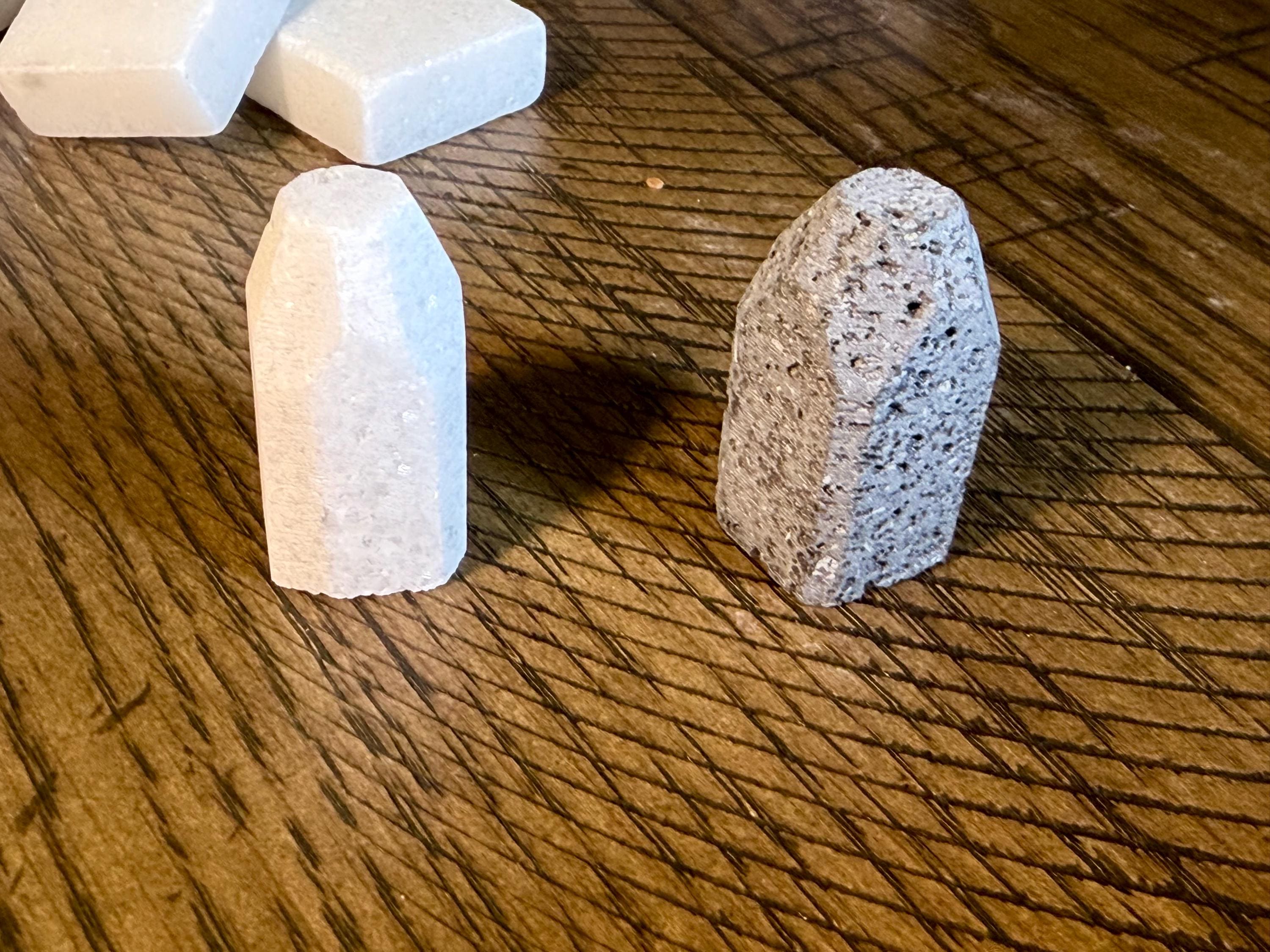 Handmade Marble Tak Pieces - Solid Black & White Stone Game Set - Flat Stones Capstones