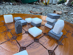 Handcrafted Tak Board Game: Pine Slate with Exotic Wood or Stone Marble Pieces