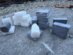 Handmade Marble Tak Pieces - Solid Black & White Stone Game Set - Flat Stones Capstones