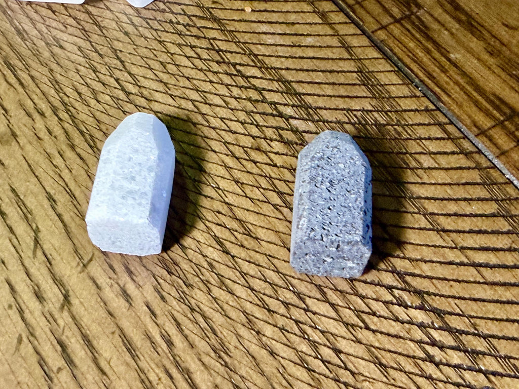 Handmade Marble Tak Pieces - Solid Black & White Stone Game Set - Flat Stones Capstones