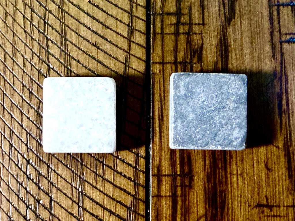 Handmade Marble Tak Pieces - Solid Black & White Stone Game Set - Flat Stones Capstones