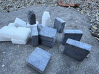 Handmade Marble Tak Pieces - Solid Black & White Stone Game Set - Flat Stones Capstones