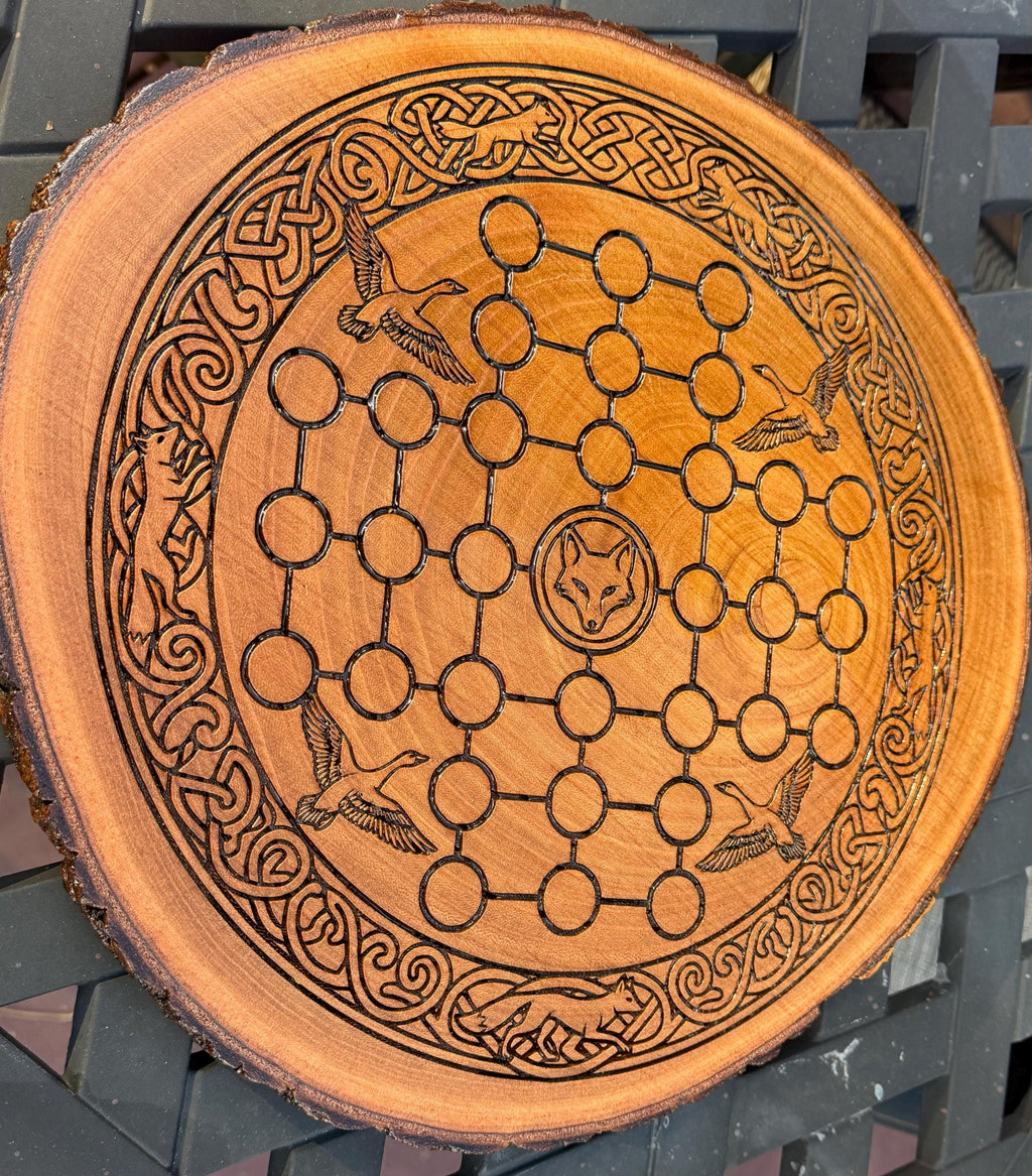 Fox and Geese Board Game - Historical, Handmade, Wooden, Tabletop, Medieval, Strategy Game