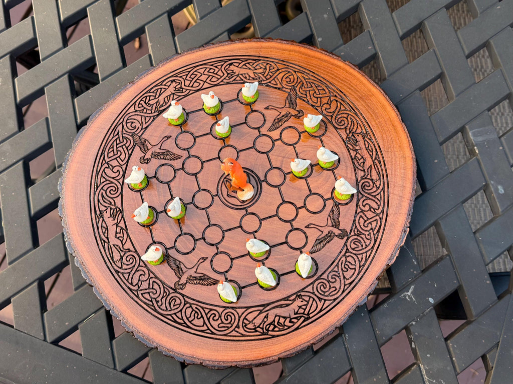 Fox and Geese Board Game - Historical, Handmade, Wooden, Tabletop, Medieval, Strategy Game