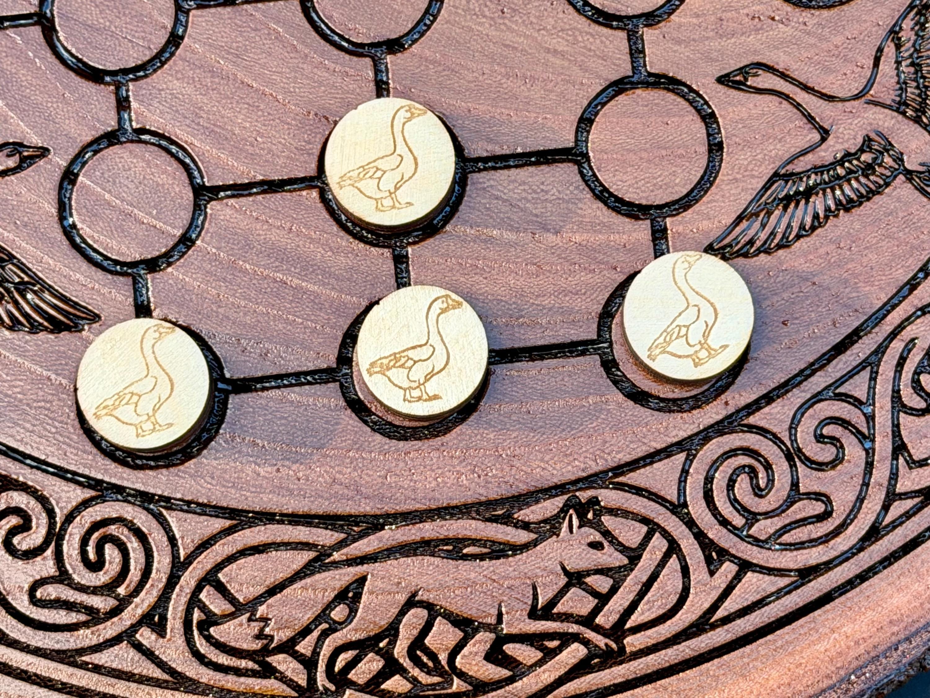 Fox and Geese Board Game - Historical, Handmade, Wooden, Tabletop, Medieval, Strategy Game