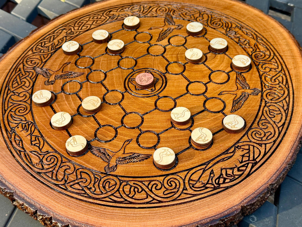 Fox and Geese Board Game - Historical, Handmade, Wooden, Tabletop, Medieval, Strategy Game