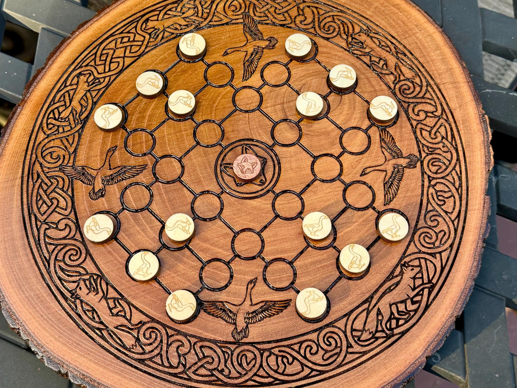 Fox and Geese Board Game - Historical, Handmade, Wooden, Tabletop, Medieval, Strategy Game