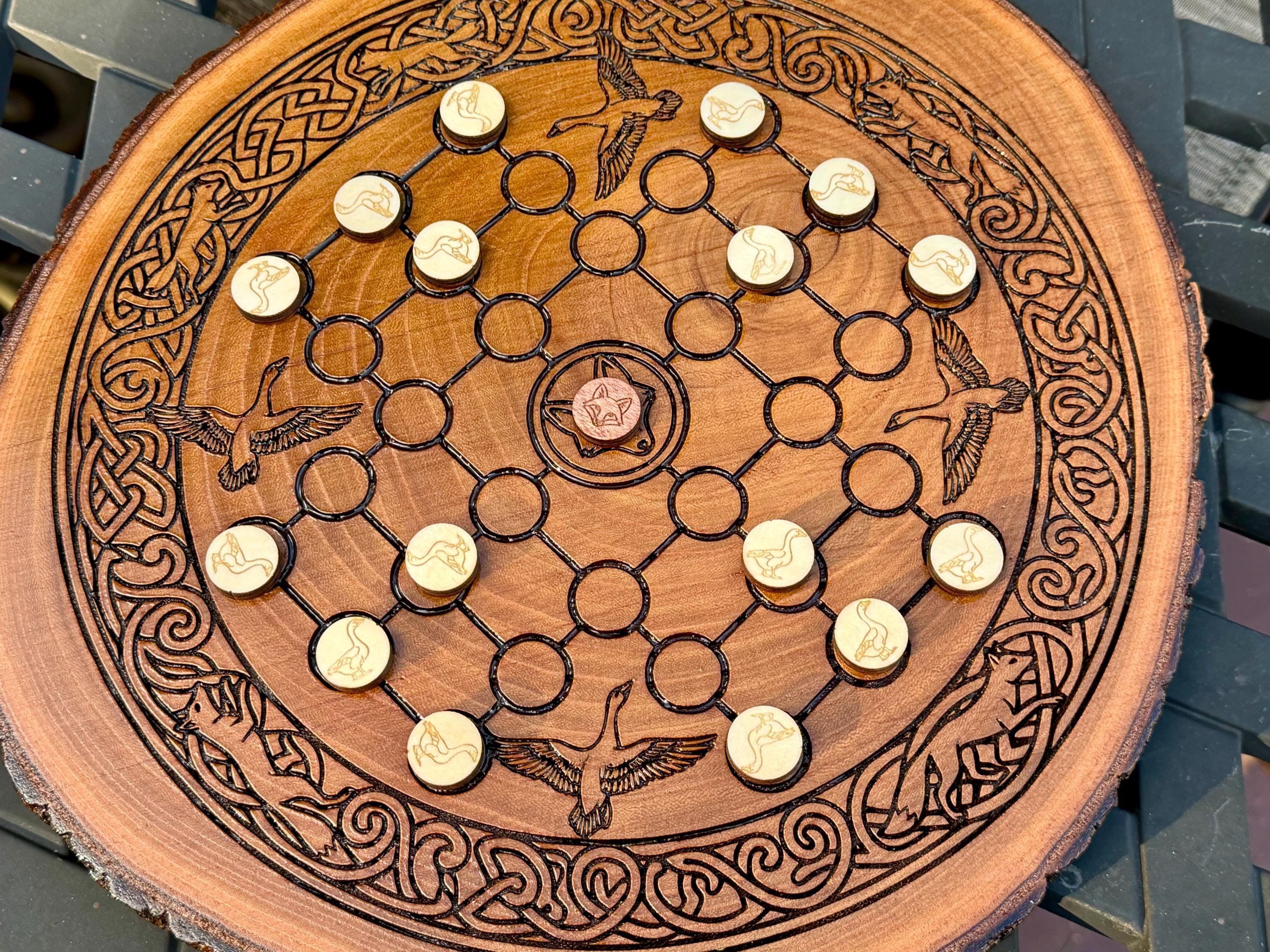 Fox and Geese Board Game - Historical, Handmade, Wooden, Tabletop, Medieval, Strategy Game