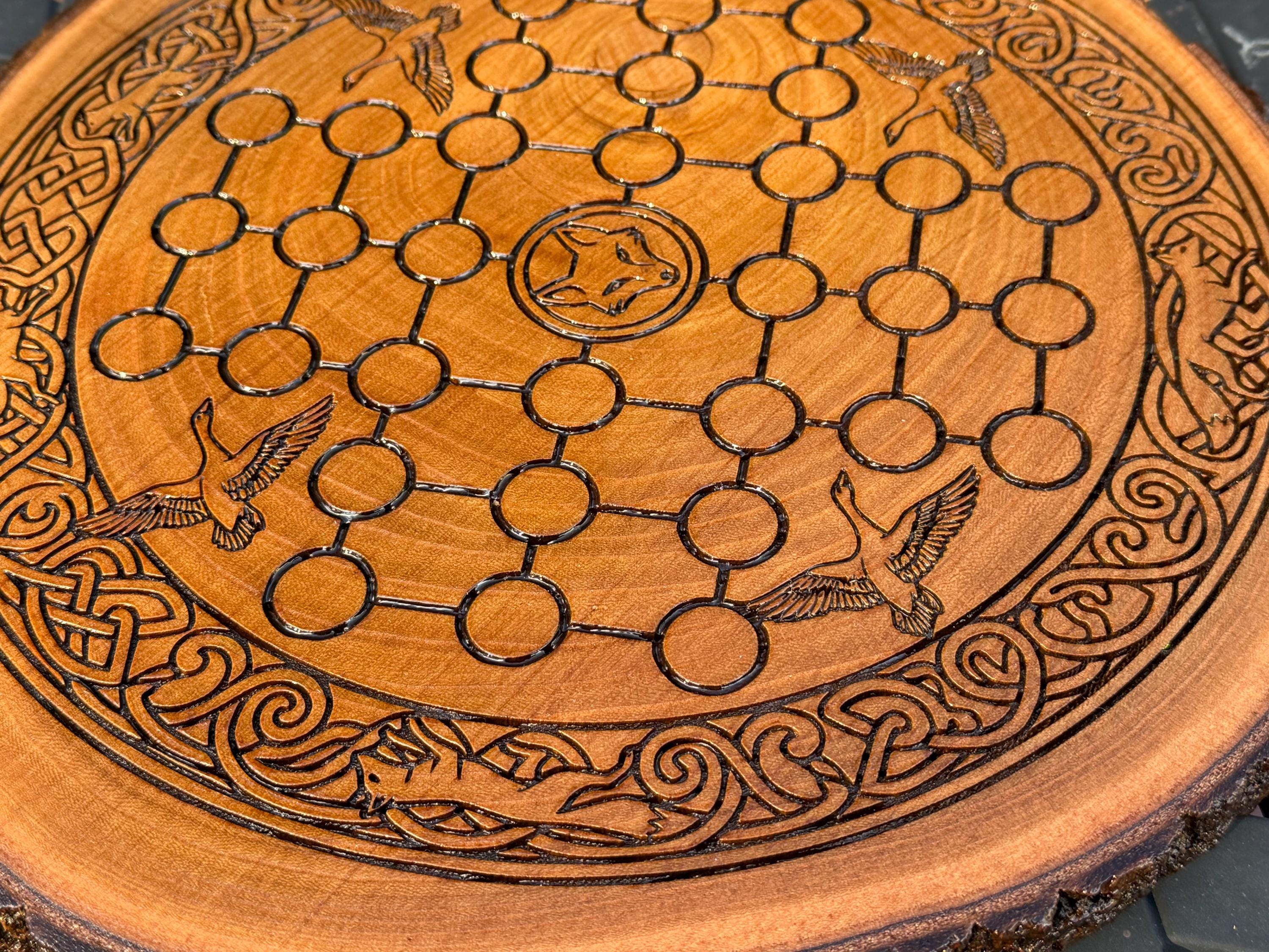 Fox and Geese Board Game - Historical, Handmade, Wooden, Tabletop, Medieval, Strategy Game