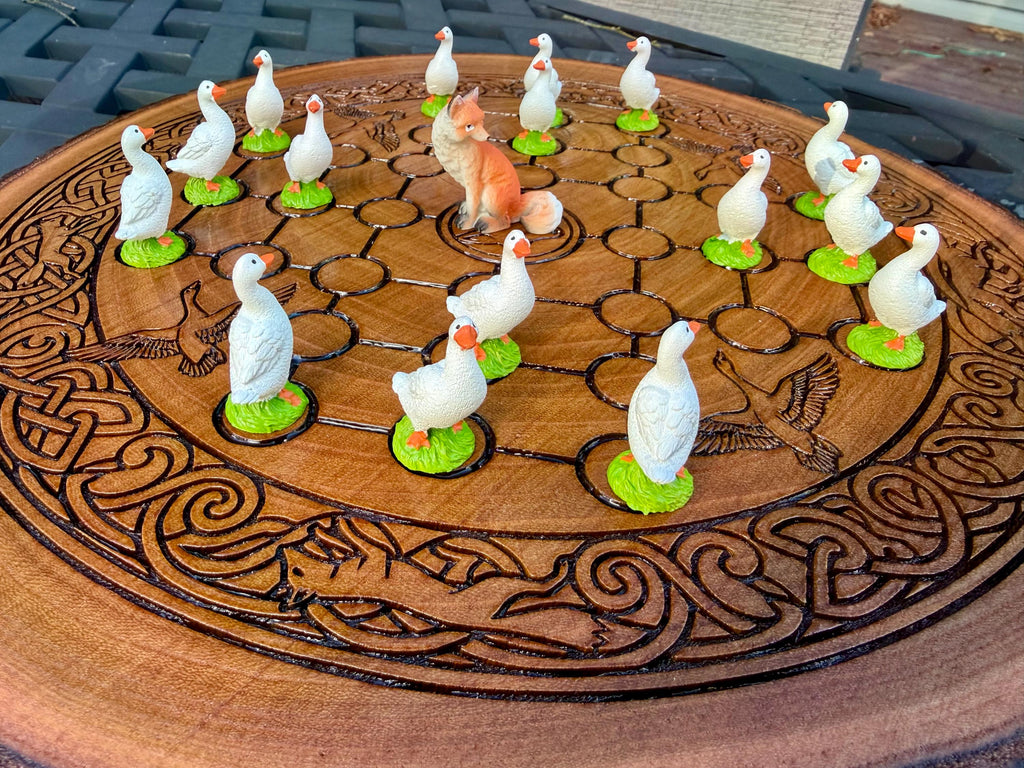Fox and Geese Board Game - Historical, Handmade, Wooden, Tabletop, Medieval, Strategy Game