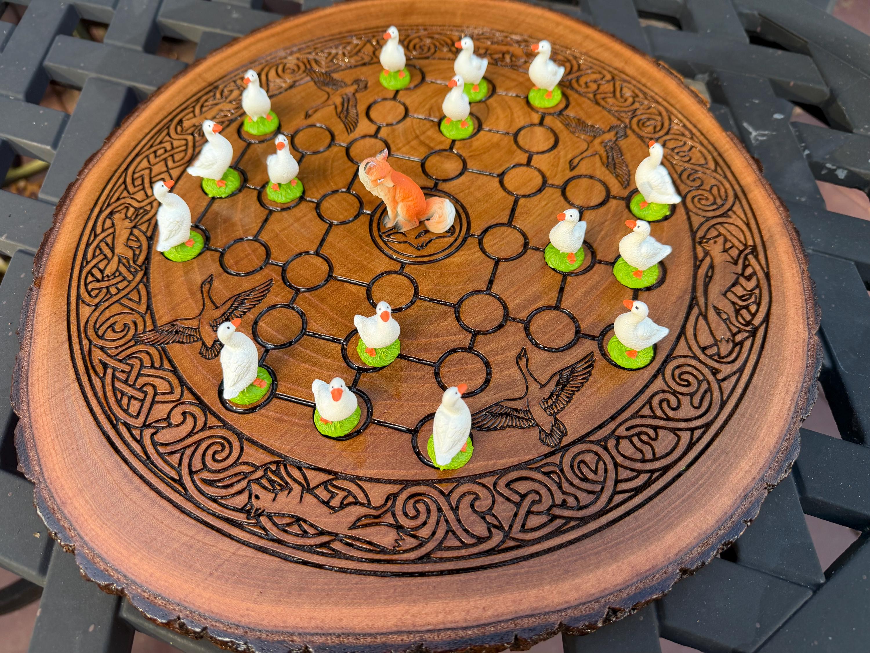 Fox and Geese Board Game - Historical, Handmade, Wooden, Tabletop, Medieval, Strategy Game