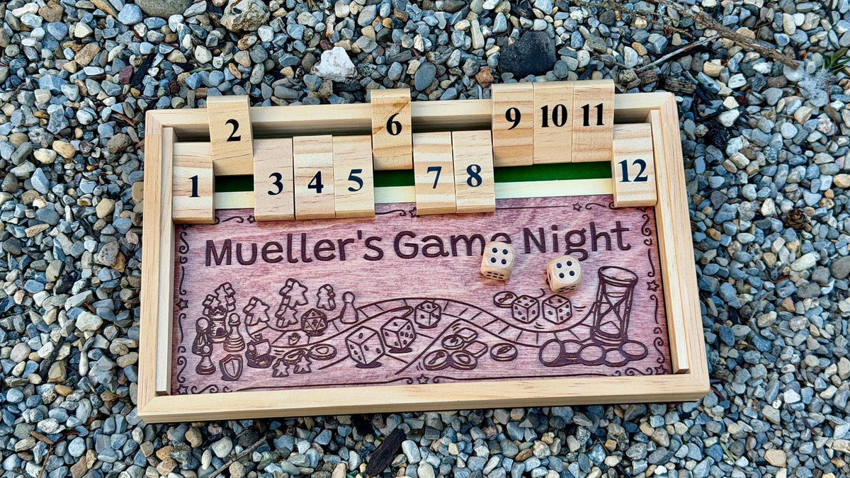 Handcrafted Shut the Box Game – Solid Bamboo Pub Dice Board (9"x6")
