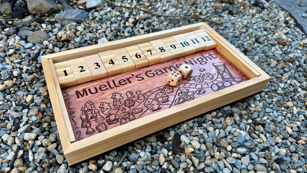 Handcrafted Shut the Box Game – Solid Bamboo Pub Dice Board (9"x6")