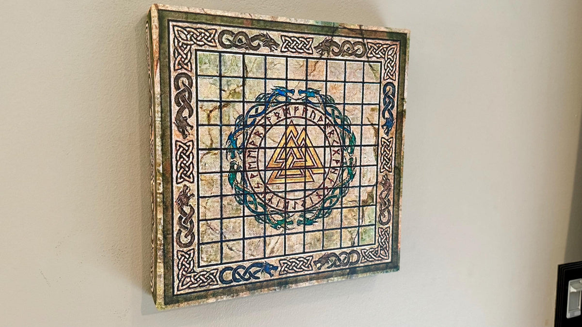 Hnefatafl Playable Wall Art - 12x12 Canvas Board Game - Ancient Viking Strategy Game & Norse Decor