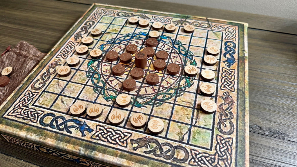 Hnefatafl Playable Wall Art - 12x12 Canvas Board Game - Ancient Viking Strategy Game & Norse Decor