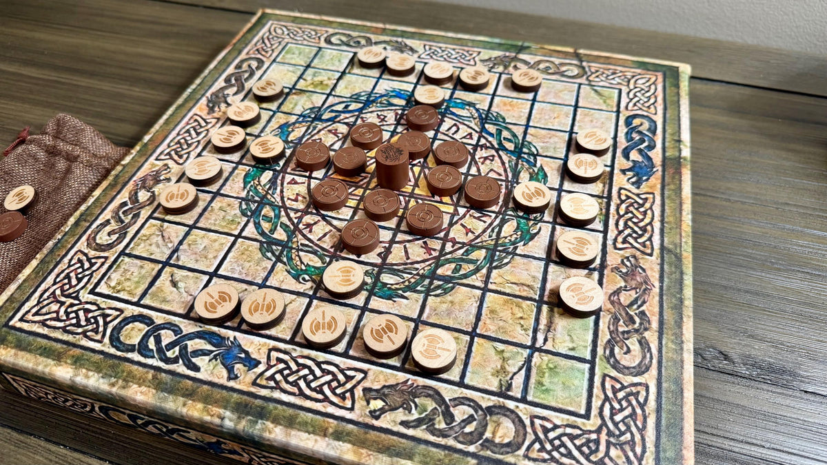 Hnefatafl Playable Wall Art - 12x12 Canvas Board Game - Ancient Viking Strategy Game & Norse Decor