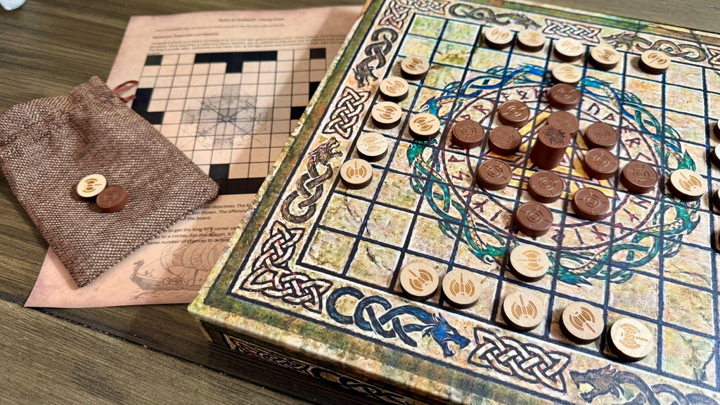 Hnefatafl Playable Wall Art - 12x12 Canvas Board Game - Ancient Viking Strategy Game & Norse Decor