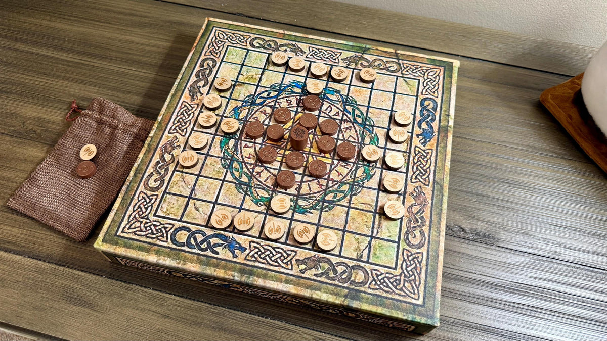 Hnefatafl Playable Wall Art - 12x12 Canvas Board Game - Ancient Viking Strategy Game & Norse Decor