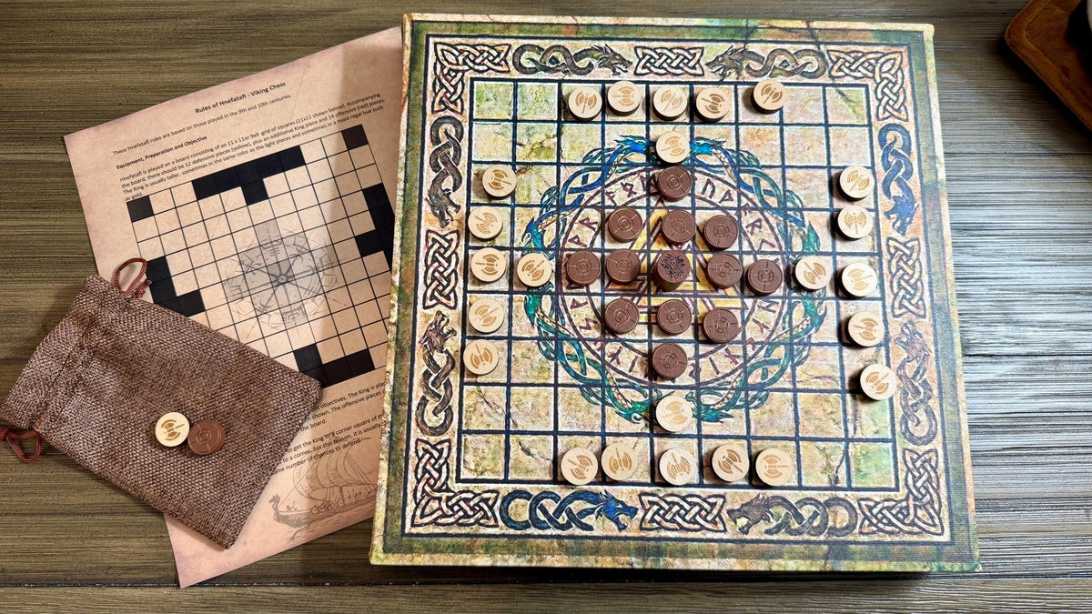 Hnefatafl Playable Wall Art - 12x12 Canvas Board Game - Ancient Viking Strategy Game & Norse Decor