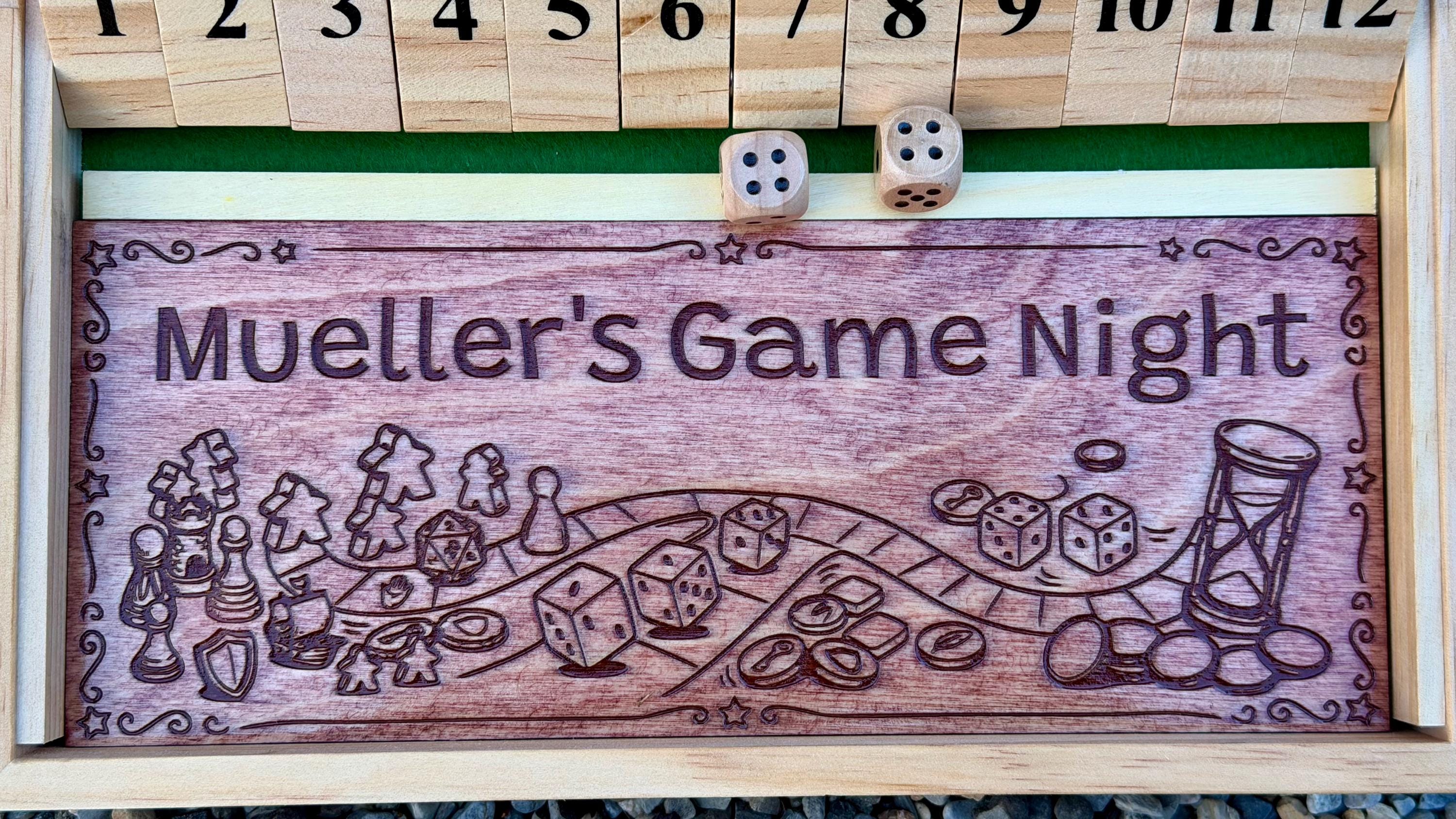 Handmade Wooden Shut the Box Game - Single Player Dice Game - Classic 12 Tile Pub Game - Custom Wood Game - Math Learning Toy - Great Gift