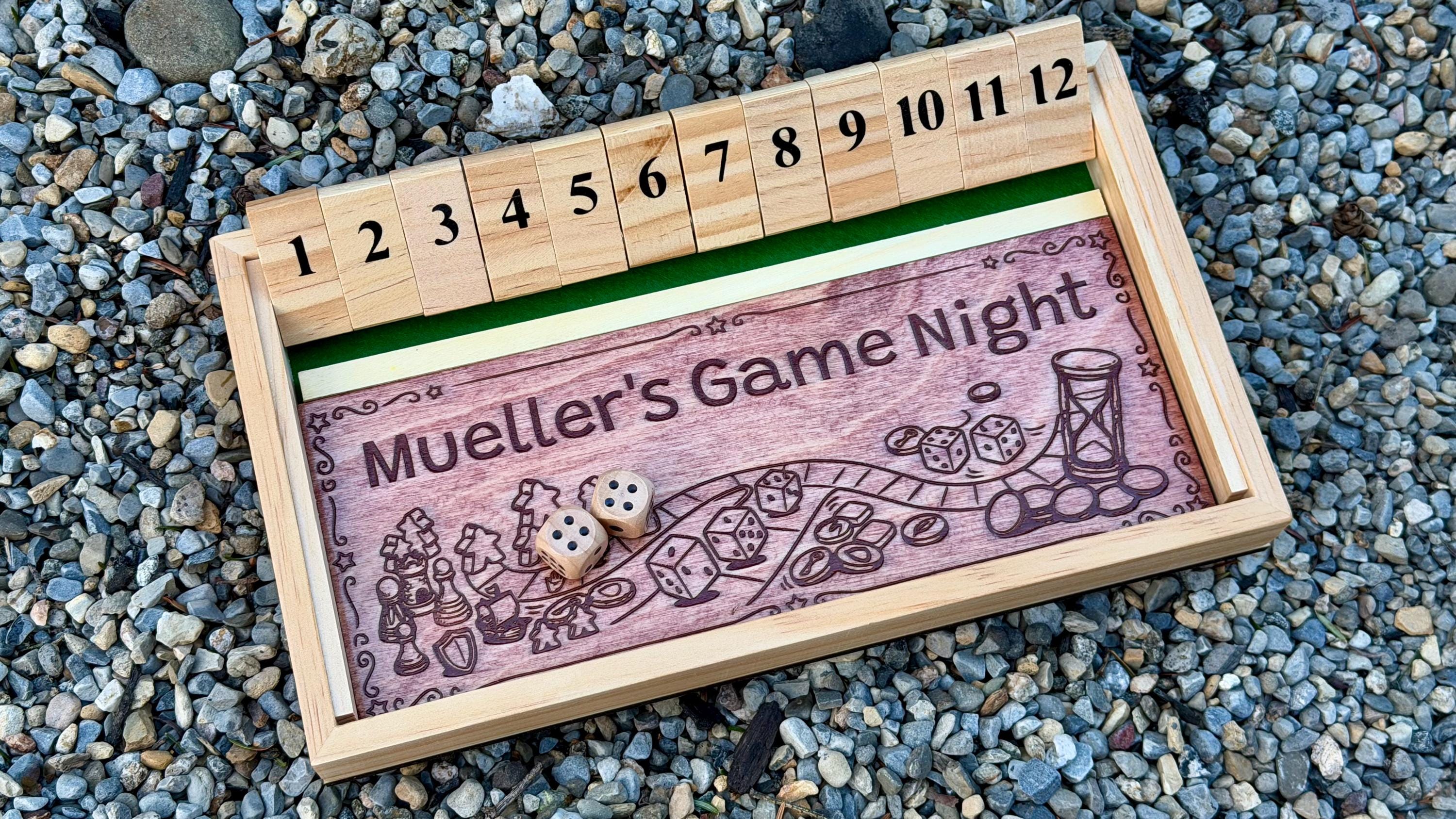 Handmade Wooden Shut the Box Game - Single Player Dice Game - Classic 12 Tile Pub Game - Custom Wood Game - Math Learning Toy - Great Gift