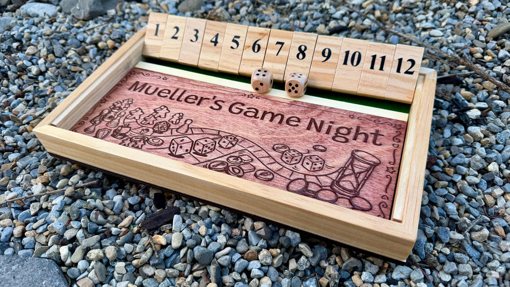 Handcrafted Shut the Box Game – Solid Bamboo Pub Dice Board (9"x6")