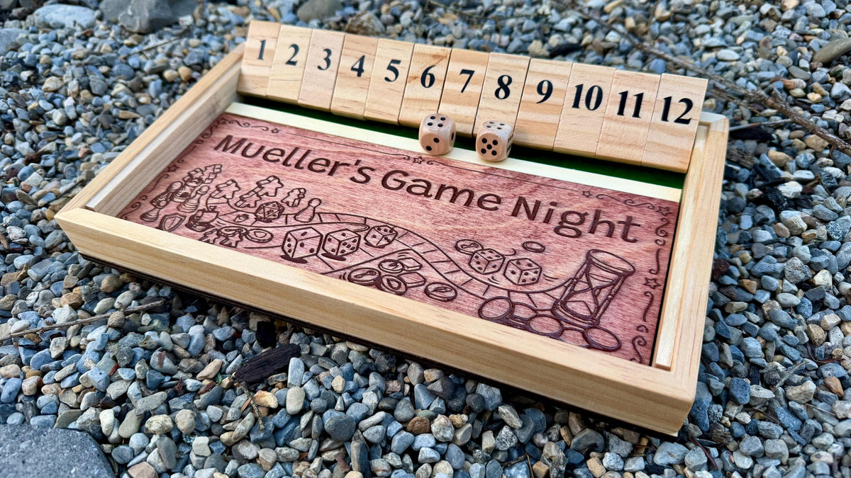 Handcrafted Shut the Box Game – Solid Bamboo Pub Dice Board (9"x6")